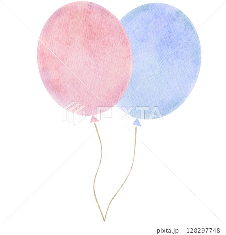 風船　水彩　お祝い　イラスト 128297748