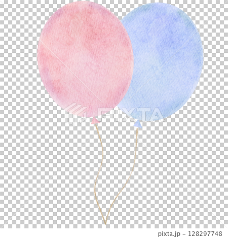 風船　水彩　お祝い　イラスト 128297748