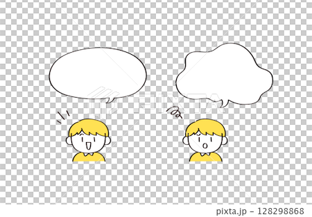人物とフキダシのイラスト 128298868