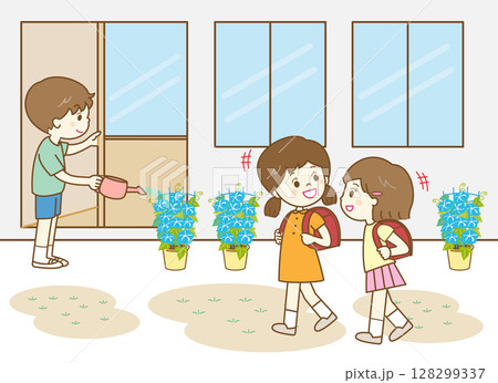 小学校の校庭の風景 小学校の校庭の風景 128299337