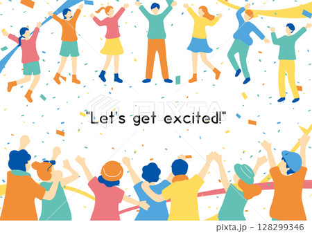 盛り上がる大勢の人達 128299346