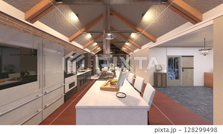 大きな窓があるリビングダイニング 128299498