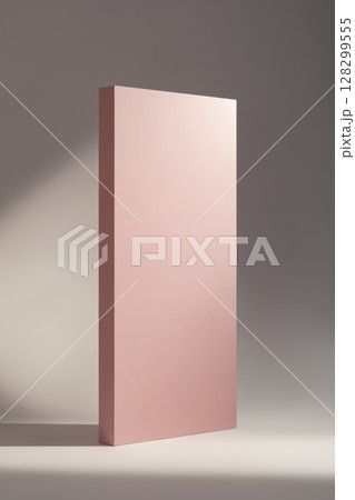 empty pink blank in white room. mockup template panel for presentation 128299555