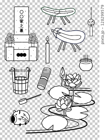 黑白盂蘭盆節插圖集 128299579