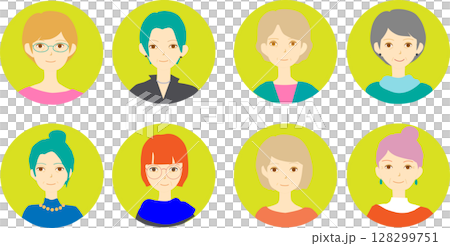 いろいろなシニア女性のアイコン 128299751