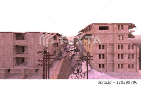 荒廃した街の風景 128299796