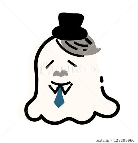 可愛い紳士のお化けのハロウィンイラスト 128299960