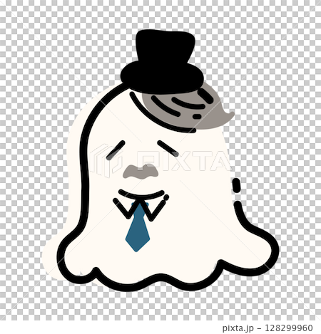 可愛い紳士のお化けのハロウィンイラスト 128299960