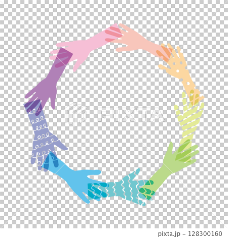 Hands Colorful Circle Round Frame Teamwork Diversity 128300160