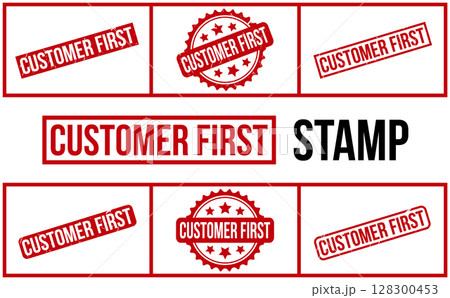 Customer First Rubber Stamp Set Vector Customer First Rubber Stamp Set Vector 128300453