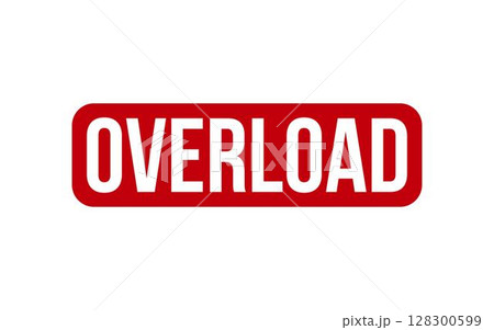 Overload Stamp. Red Overload Rubber grunge Stamp 128300599