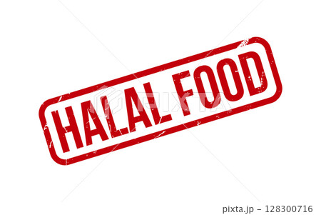Red Halal Food Rubber Stamp Seal Vector Red Halal Food Rubber Stamp Seal Vector 128300716