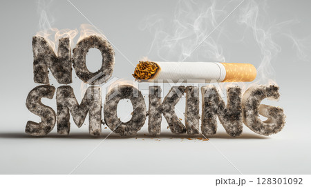 Breaking the habit with a bold no smoking message 128301092