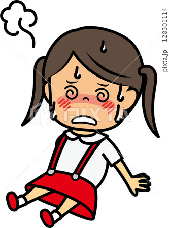 熱中症の小学生女児 128301114