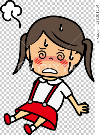 熱中症の小学生女児 128301114