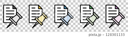 Illustration icon material set: Push pin document file 094 Illustration icon material set: Push pin document file 094 128301133