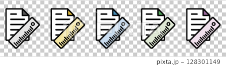Illustration icon material set: Ruler file 010 128301149