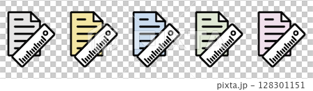 Illustration icon material set: Ruler file 012 128301151