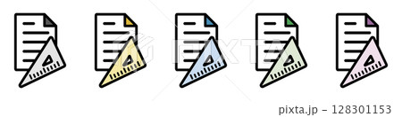 イラストアイコン素材セット：三角定規ファイル013 128301153