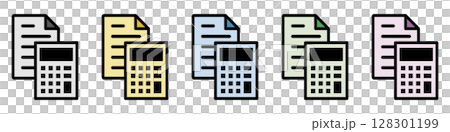 Illustration icon material set: Calculator file 059 128301199