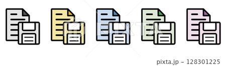イラストアイコン素材セット：フロッピードキュメントファイル086 128301225
