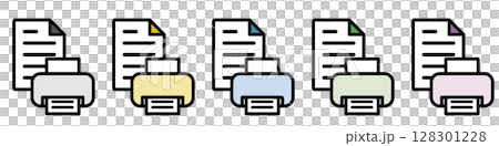 Illustration icon material set: Printer document file 088 Illustration icon material set: Printer document file 088 128301228