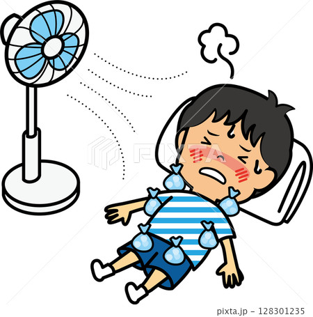 熱中症の小学生男児 熱中症の小学生男児 128301235