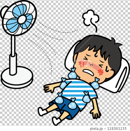 熱中症の小学生男児 熱中症の小学生男児 128301235