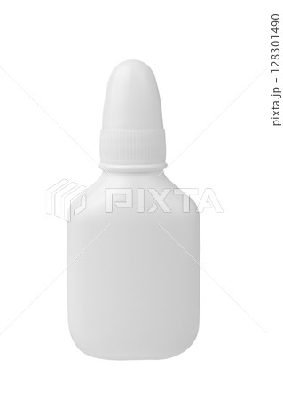 White plastic dropper bottle isolated on a white background. White plastic dropper bottle isolated on a white background. 128301490