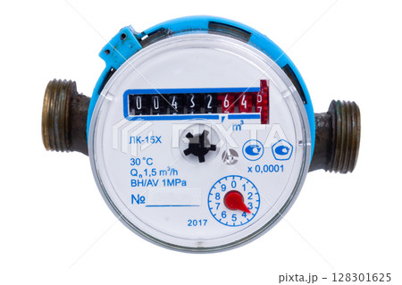 Water meter for measuring household water consumption. 128301625