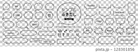 Simple monochrome speech bubble set 128301856