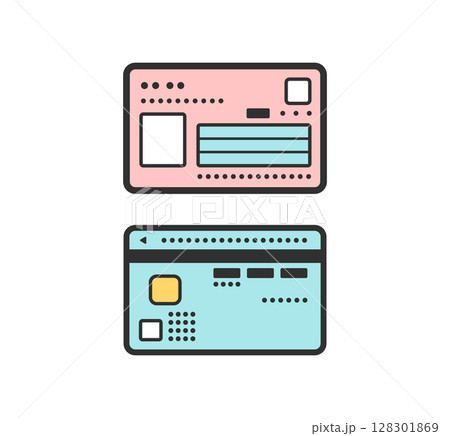 マイナンバーカード　表　裏　両面のイラスト 128301869