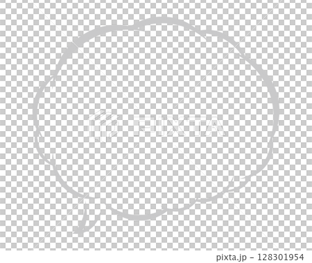 Speech bubble, fluffy cloud, gray border, vector, single, simple 128301954