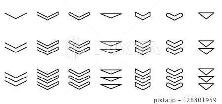 矢印 下 スクロール 次 アイコン 線画 黒 ベクター セット 矢印 下 スクロール 次 アイコン 線画 黒 ベクター セット 128301959