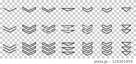 矢印 下 スクロール 次 アイコン 線画 黒 ベクター セット 矢印 下 スクロール 次 アイコン 線画 黒 ベクター セット 128301959