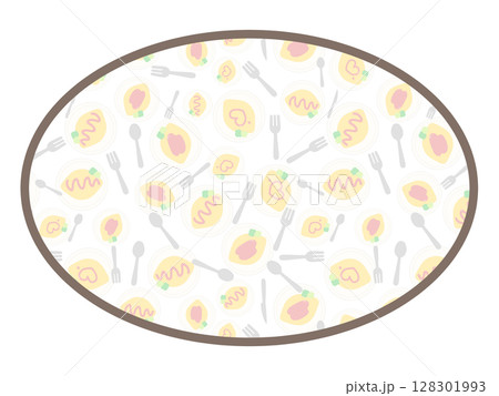 オムライスの丸いフレーム 128301993