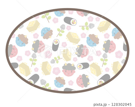 節分の丸いフレーム 128302045