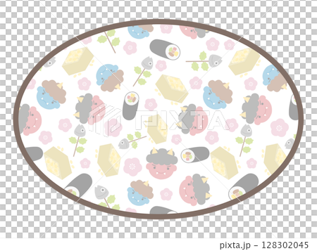 節分の丸いフレーム 128302045