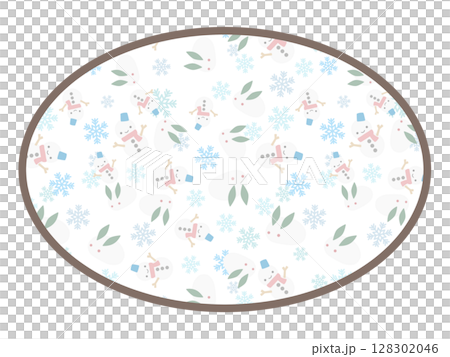 雪人圓框 128302046
