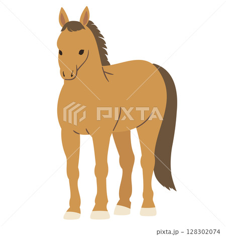 正面から見た馬のイラスト_輪郭線無し 正面から見た馬のイラスト_輪郭線無し 128302074