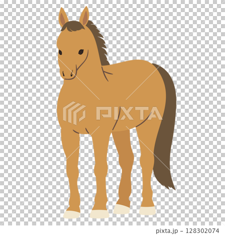正面から見た馬のイラスト_輪郭線無し 正面から見た馬のイラスト_輪郭線無し 128302074