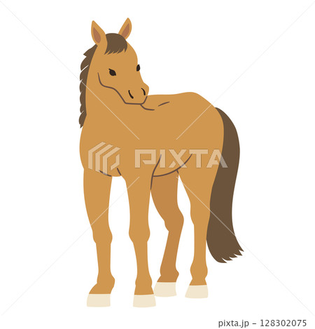 正面から見た馬のイラスト_輪郭線無し 128302075