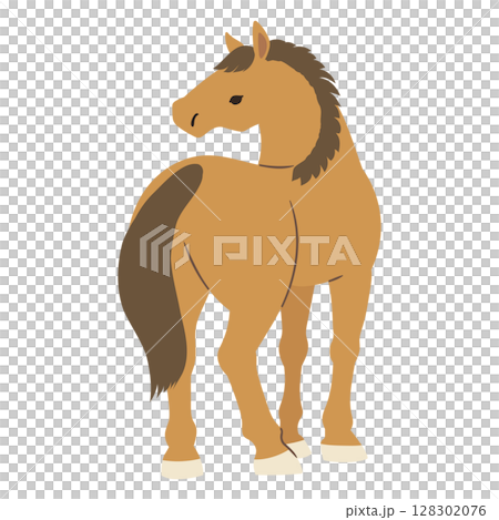 Illustration of a horse seen from behind_no outline 128302076