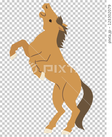 いななく馬のイラスト_輪郭線無し いななく馬のイラスト_輪郭線無し 128302079