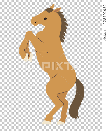 立ち上がる馬のイラスト_輪郭線無し 128302080