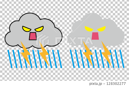 雷雨のマークのキャラクターのイラスト 128302277