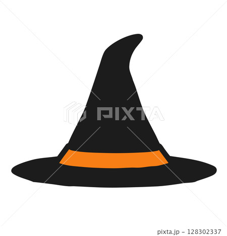 ハロウィンの帽子イラスト1-1 ブラック-1 ハロウィンの帽子イラスト1-1 ブラック-1 128302337