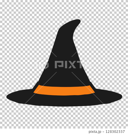 ハロウィンの帽子イラスト1-1 ブラック-1 ハロウィンの帽子イラスト1-1 ブラック-1 128302337