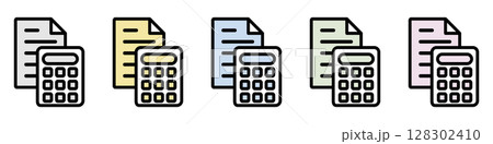 イラストアイコン素材セット：計算機ドキュメントファイル144 128302410