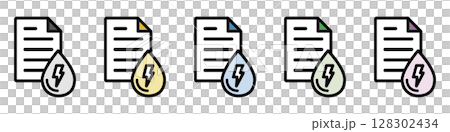 Illustration icon material set: Rainwater document file 166 128302434
